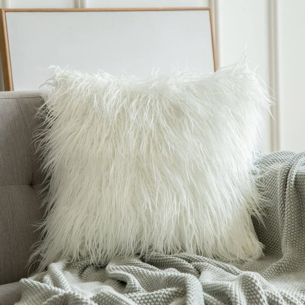 MIULEE Decorative Faux Fur Throw Pillow Case
